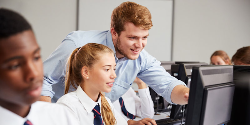School pupils in IT classroom