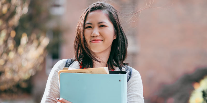 Asian girl studying at UK university
